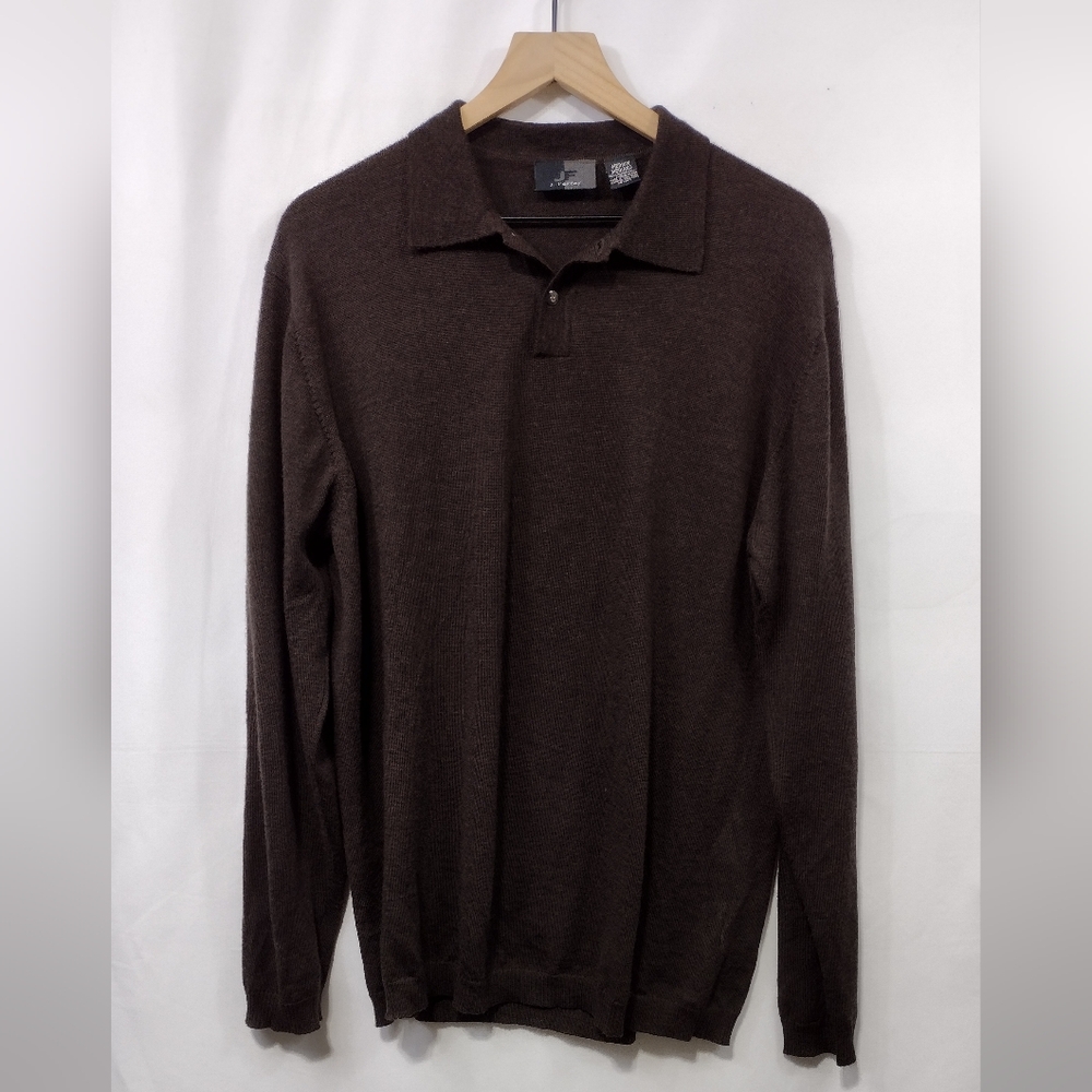 J. Ferrar 100% Merino Wool Sweater Men's M Brown Boho Retro 90s Minimalist